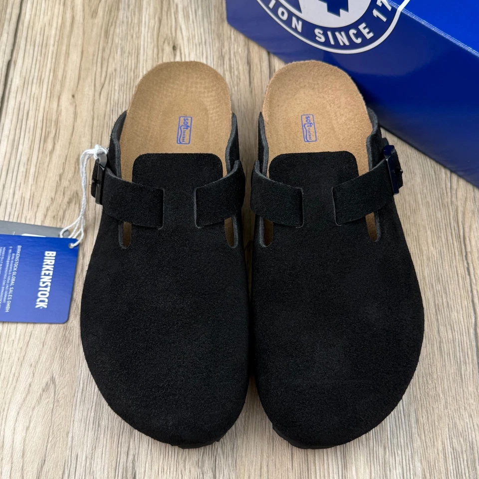 Birkenstock Boston Soft Footbed Suede Leather Clog - Black  0660471/0660473 - Image 2 of 4