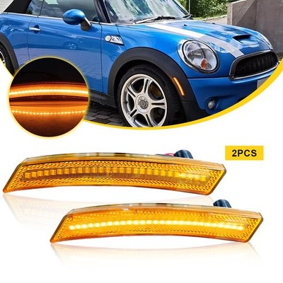Amber Yellow Lens Front LED Side Marker Signal Lights For 2007-13/14 MINI Cooper
