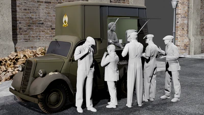 3DJSON WWII The Blitz - Everything Stops for Tea - Set 1 - 6 Figuren Set