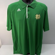 Notre Dame Fighting Irish Polo Shirt Mens Large Green NCAA Adidas Climalite