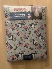 Peanuts Snoopy 4th Of July Flannel Backed PEVA Tablecloth 60in x 84in Patriotic