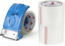3 Inch Wide Packing Tape with Dispenser,2.4 Mil X 55 Yards Heavy Duty Packaging