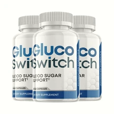 3-Pack Gluco Switch - Blood Sugar Supplement Support - 180 Capsules