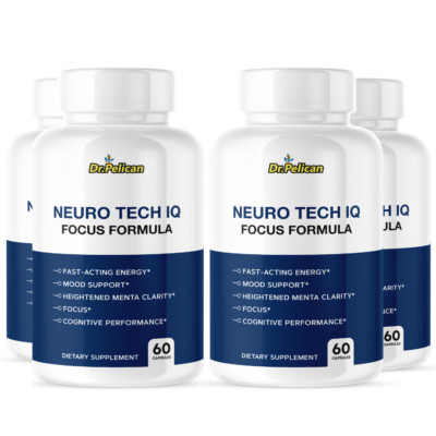 Neuro Tech IQ- Brain Support- 4 Bottles- 240 Capsules