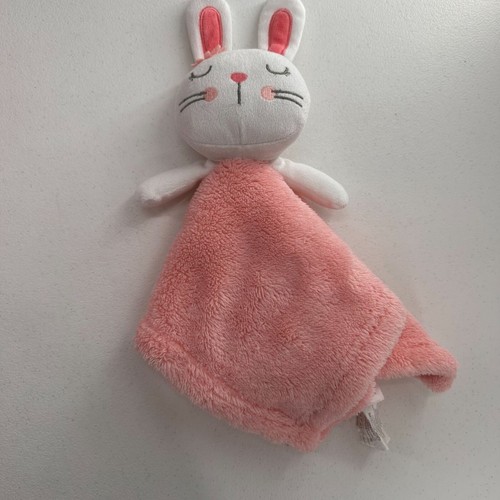Baby Gear Pink White Bunny Plush Security Blanket 13x13 Lovey Soothing Easter - Picture 3 of 11