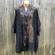 Vintage Victoria's Secret Gold Label Black Lace Kimono Robe NO BELT Women's OSFM