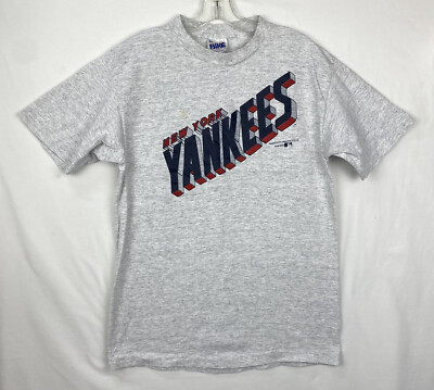 NEW YORK YANKEES Shirt Vintage Bike Label Single Stitch Size L