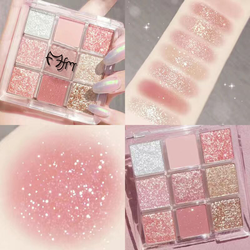 9 Colors Matte Eyeshadow Palette Makeup Kit Shimmer Glitter