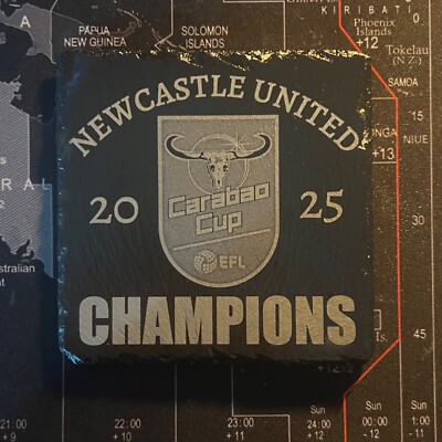 10 cm x 10 cm (4'') Newcastle United Carabao Pokalsieger Schiefer Untersetzer