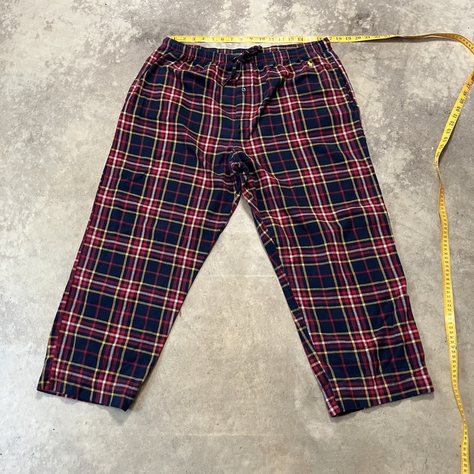 Polo Ralph Lauren Sleep Pants Mens Large Plaid Drawstring Waist Cotton Logo