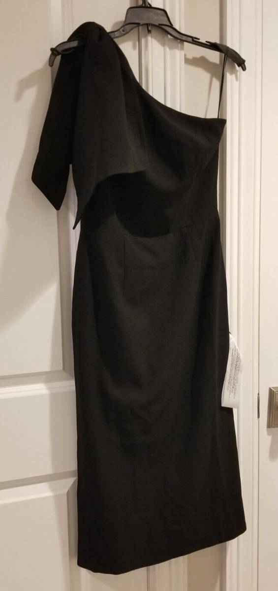 Dress The Population Black Tiffany One Shoulder Midi Dress Size S, Bow, NEW  $148 | eBay