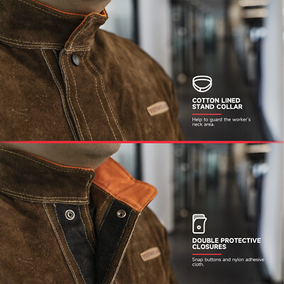 Cowhide Leather Welding Jacket, Flame-Resistant Heavy Duty Welder