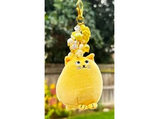 Cute Yellow Disabled Kitty Plush Keychain Purse Bag Charm