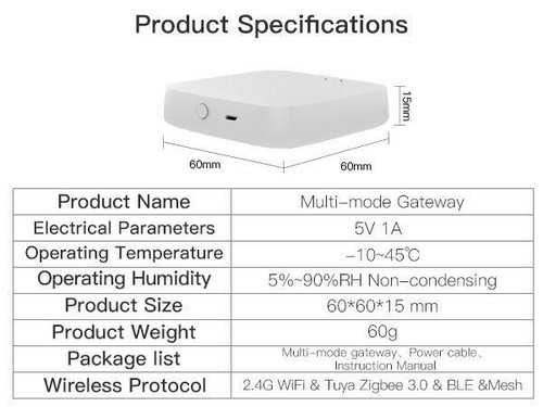 MOES Tuya ZigBee Bluetooth Multi-Mode Smart Home Gateway WLAN Mesh Hub Brücke - Afbeelding 14 van 22
