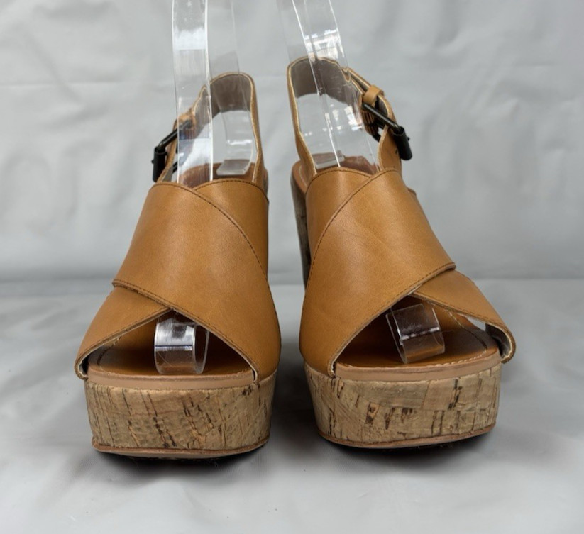 HINGE Leather Slingback Platform Wedge Sandals Wo… - image 3