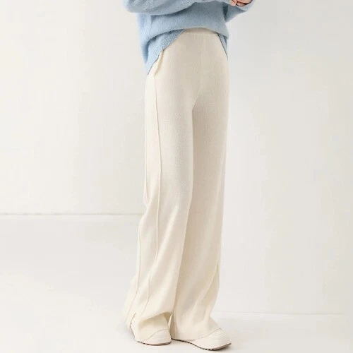 Pantalones sueltos de cachemir de cintura alta para mujer - Imagen 30 de 31