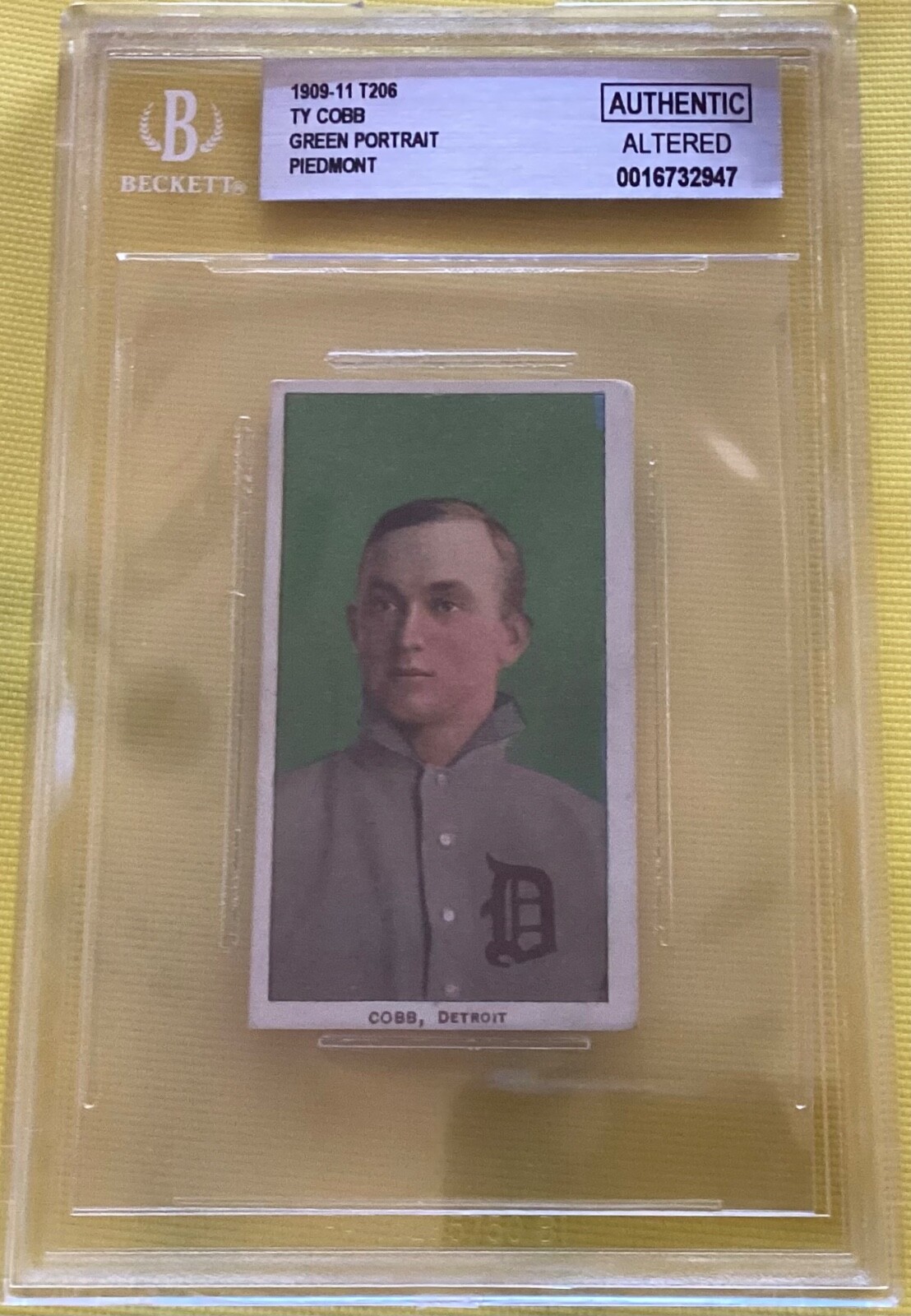 1909-11 T206 White Border Ty Cobb Green Detroit Piedmont 350/25 - BGS Authentic