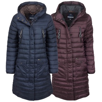 Khujo Damen Mantel Stepp Mantel Jacke gesteppt mit Kapuze glänzender Optik 