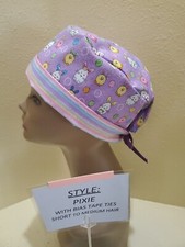 Egg Animals glitter Easter Pixie Skull Women's Surgical Scrub Hat/Cap