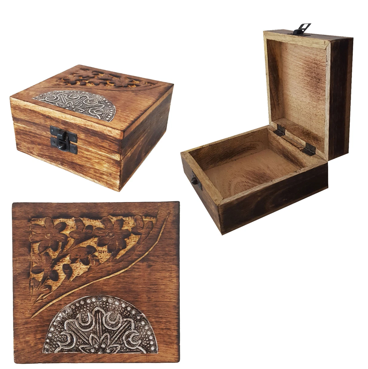 10 Forzieri In Legno Mini 9x5,5x5 Cm – Scrigni Fai Da Te Non Verniciati Con Chiusura In Metallo