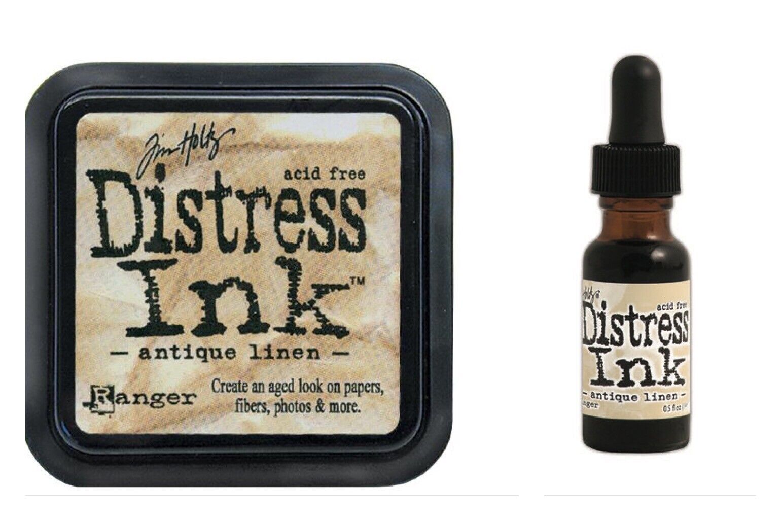 Antique Linen Distress Ink Pad + Reinker Lot - Tim Holtz Bundle