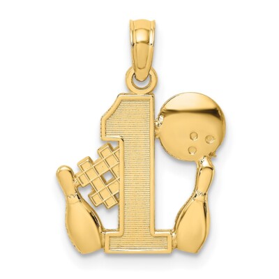 10K Gelbgold #1 Bowlingkugel und zwei Pins Anhänger