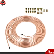 Copper Nickel Brake Line Tubing Kit 3/16 OD 25 Foot Coil Roll with 16 Fittings