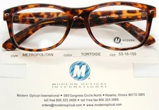 NEW MODERN OPTICAL METROPOLITAN TORTOISE EYEGLASSES GLASSES FRAME 53-18-150 39mm