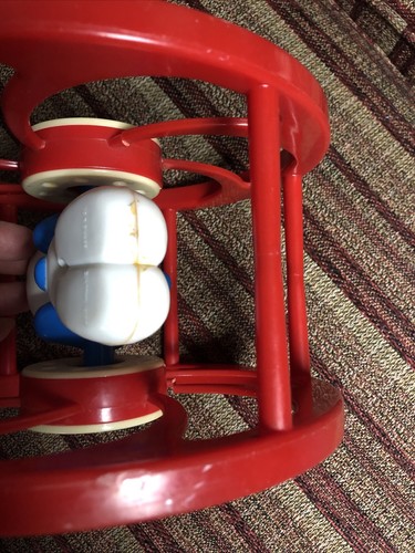 Vintage iLLCo Preschool Smurf Red Plastic 8” Rolling Spinning Rattle Toy - Picture 6 of 6