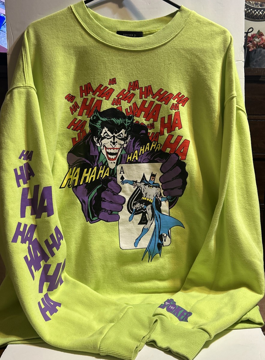RARE Men's Neon Green Joker Crewneck Sweatshirt size L in Pristine