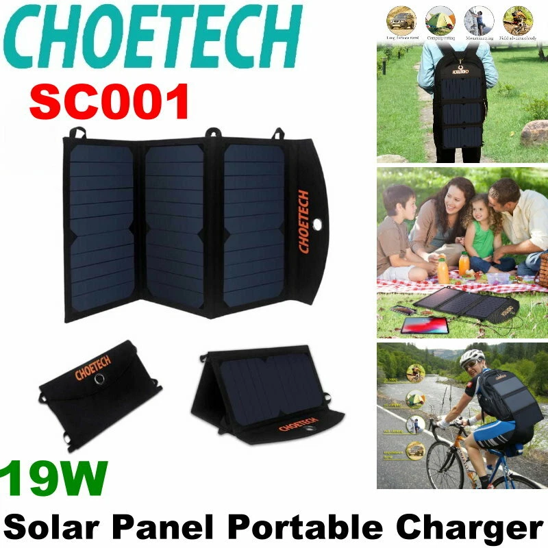 Choetech SC001 19W Solar Panel Portable Charger USB Charger For Camping Outdoors