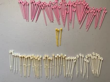 100+ VTG Plastic Hair Pins Roller Straight Accessories Retro Bobby Pink White
