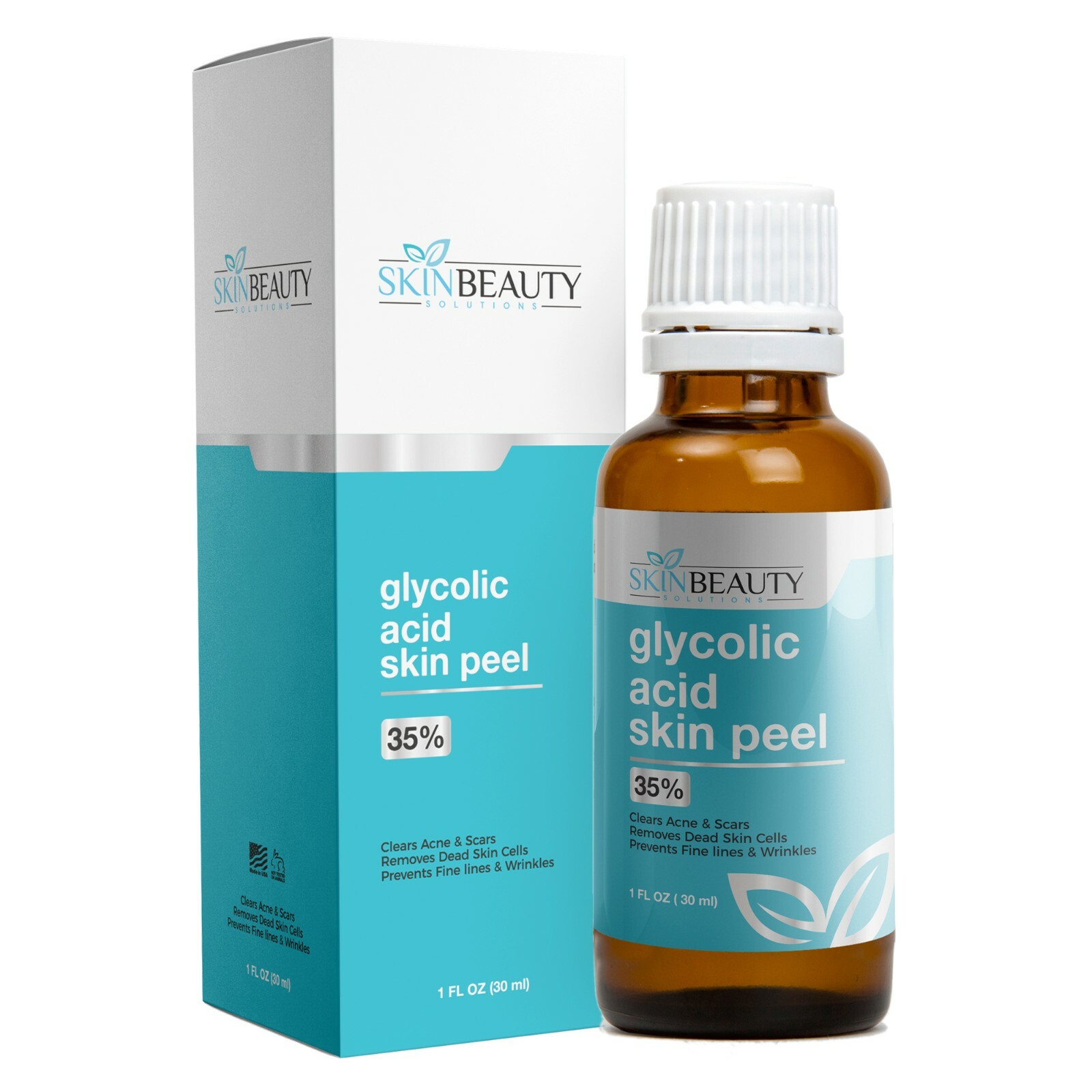 1 oz Glycolic Acid Skin Peel- 35% Alpha Hydroxy Acid- Large Pores,Acne,Wrinkles