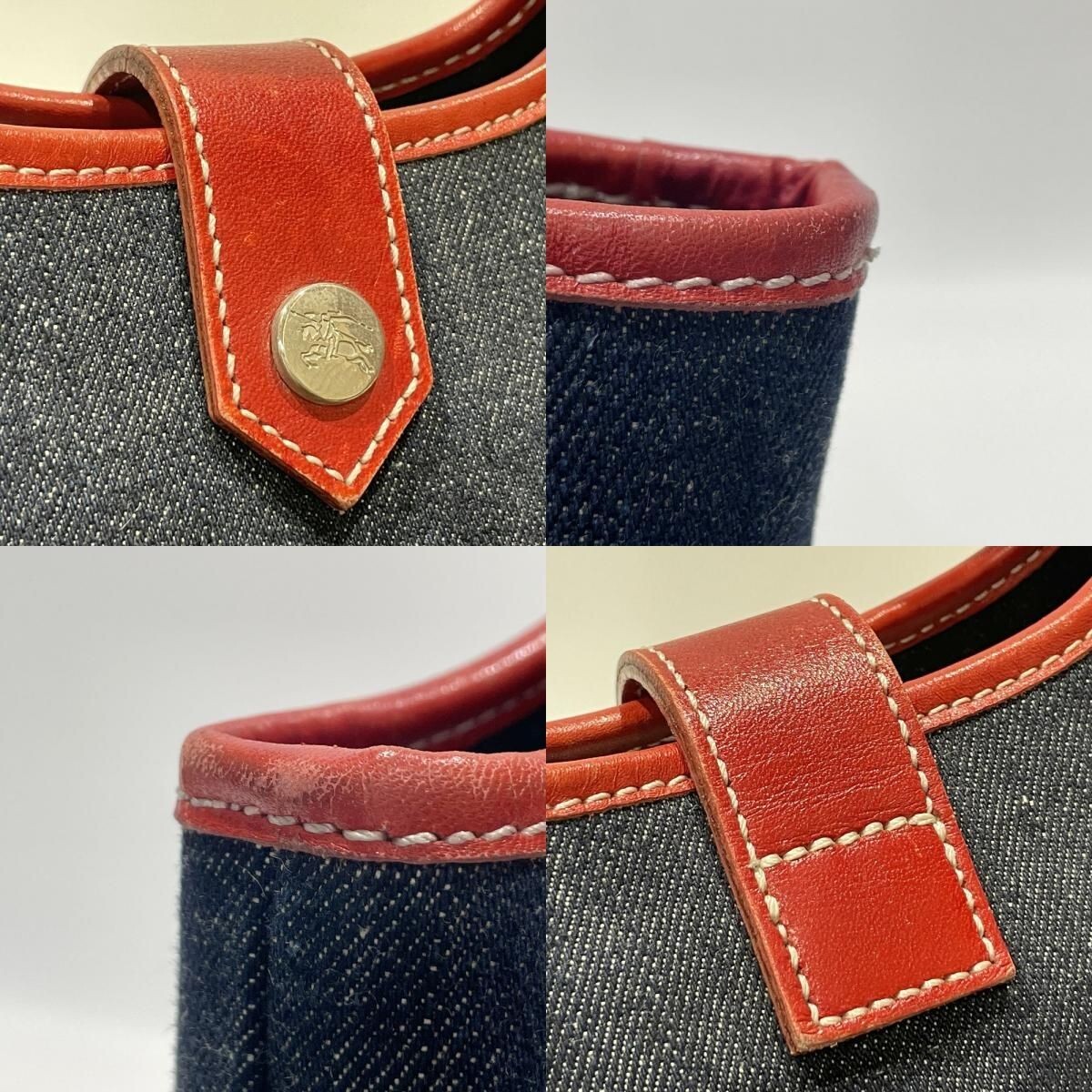 BURBERRY BLUE LABEL Denim Shoulder Tote Bag logo embroidery