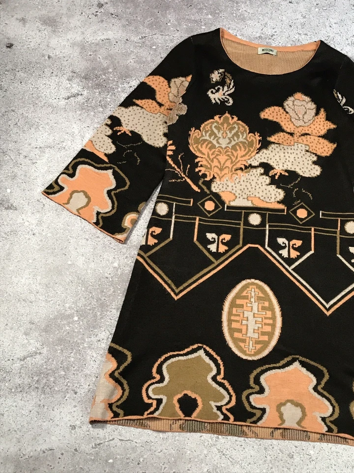 Vestido Vintage Años 90 Mujer Moschino Jeans Bordado Logo Marrón Foto 3 de 4