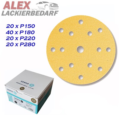 100x GERKO Exzenter Schleifscheiben Set GOLD Ø 150 mm P150 P180 P220 P280