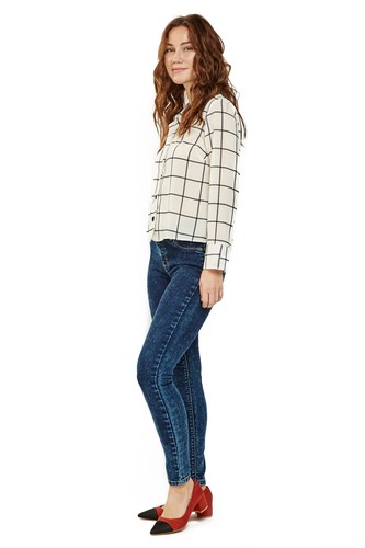 FBS Ladies Skinny Leg Acid Wash Dark Blue Black Push Up Jeans 999 - Picture 6 of 11