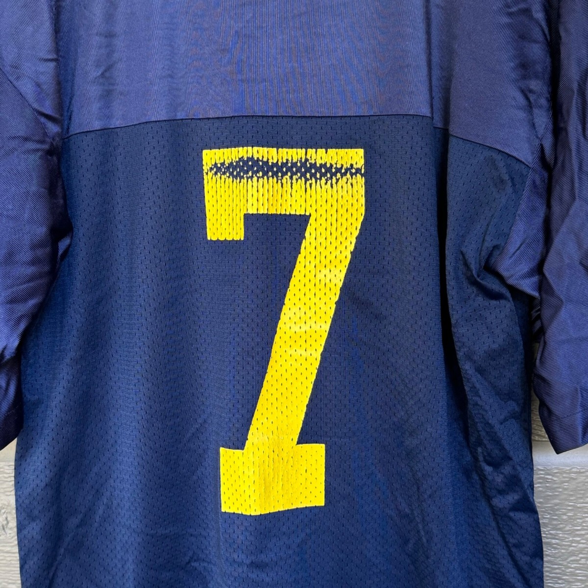 Vintage Nike Team Mesh Football Jersey Navy Blue Yellow #7