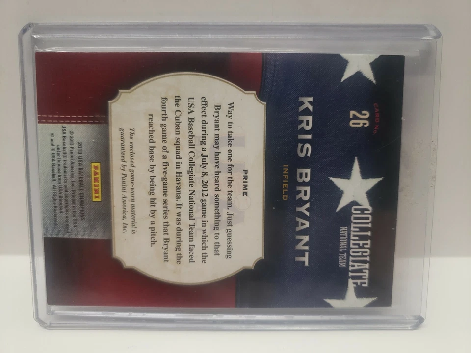 2013 Panini USA Baseball Champions Game Gear Jerseys Kris Bryant #26 - Image 2 of 2