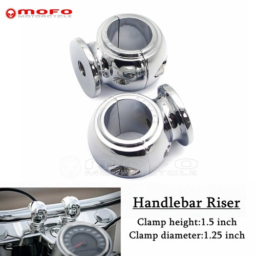 Chrome Round 1.25'' Handlebar Risers For Harley Dyna Softail Fat Boy