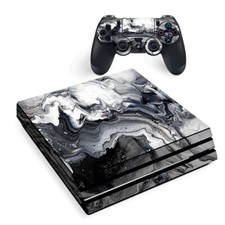 PS4 Pro Console Skins Decal Wrap ONLY - Marble White Grey Swirl Beautiful