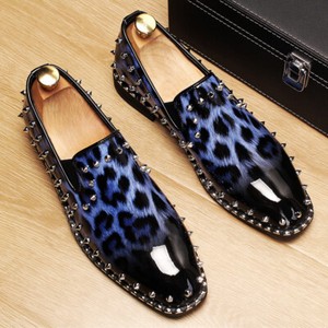Mens Party Leather Leopard Rivet Tassels Slip On Dress Formal Shoes NEW Loafers