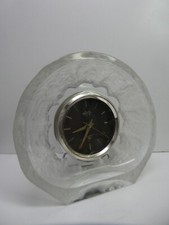 VINTAGE HOYA LOFTY QUARTZ ICE TEXTURED ART GLASS CLOCK MID CENTURY JAPAN