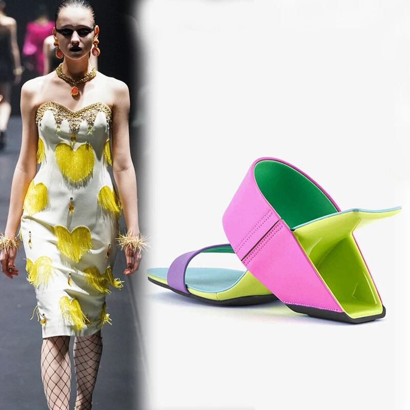 Женские босоножки Peep Toe Less на танкетке каблуке цвет с пряжкой без шнуровки для подиума - Изображение 2 из 4