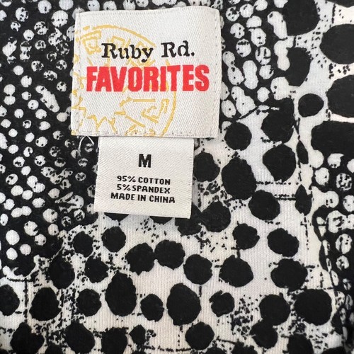 Ruby Rd. Camisa FAVORITAS M Negra Blanca Abstracta Cuello en V Pullover Top Talla Mediana - Imagen 7 de 7