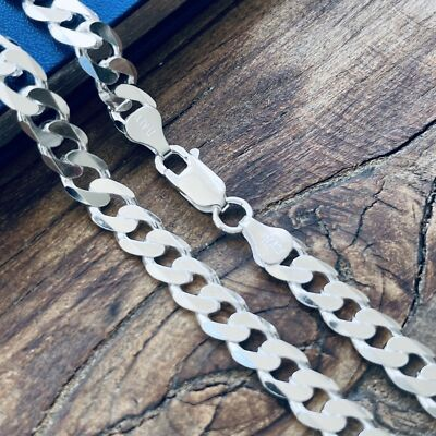 #ad Real Solid 925 Sterling Silver Mens Boys Curb Cuban Bracelet or Necklace Italy $92.69