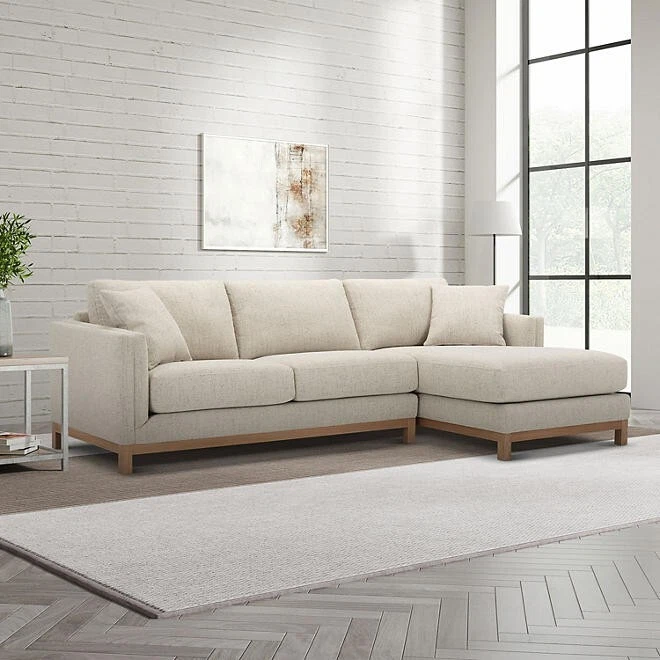 Sophia Modern Sofa With Light Honey Base, Tan