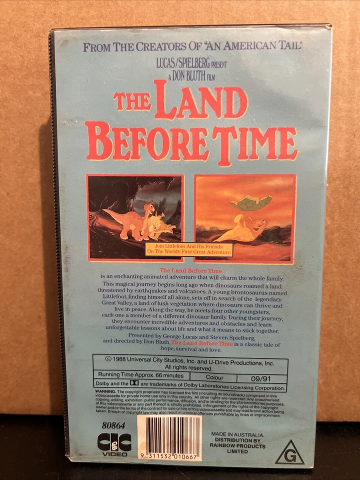 The Land Before Time I - Feature Length Film - CIC Universal VHS Video Rare B5 - Image 2 of 3