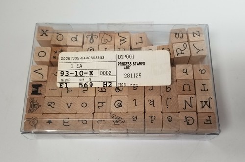 HSN Princess Font Stamp Set ABC Alphabet 63 Peice wooden rubber - Picture 3 of 12