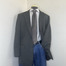 Jos A Bank Mens 42R Blazer Gray Wool 2 Button XL 46" Sport Coat Suit Jacket 